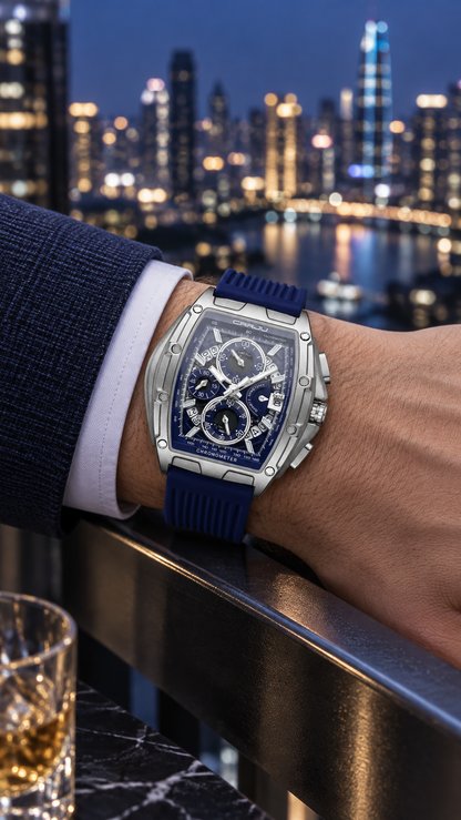 Luxury Men’s Sports Watch | Blue Silicone Strap