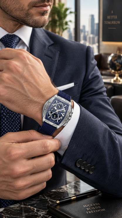 Luxury Men’s Sports Watch | Blue Silicone Strap