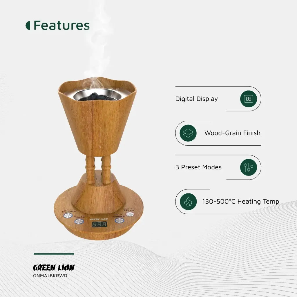 Green Lion Majlis Electric Bakhour Burner - Wooden