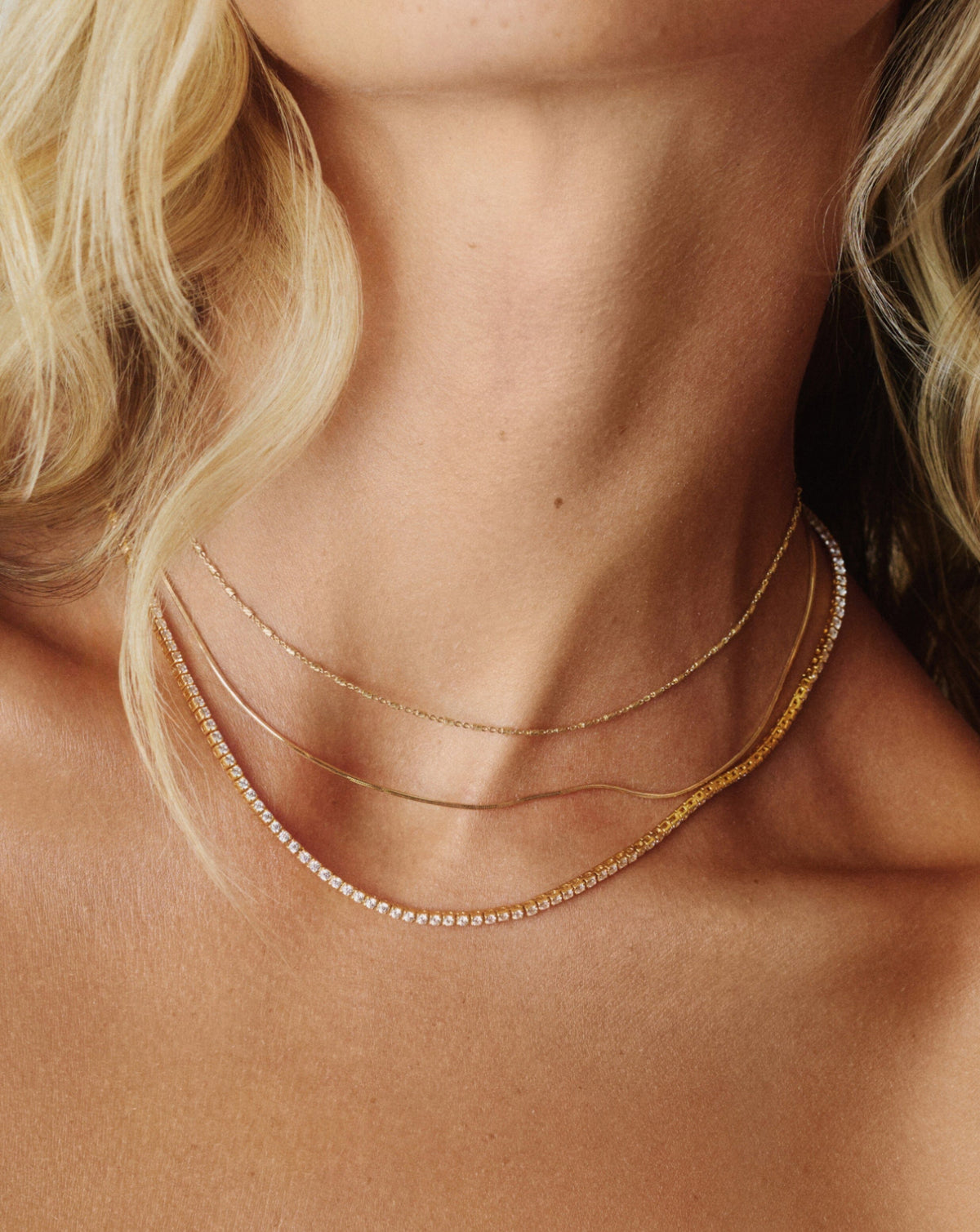 Solid Gold Diamond Tennis Necklace | 14ct Solid Gold Diamond