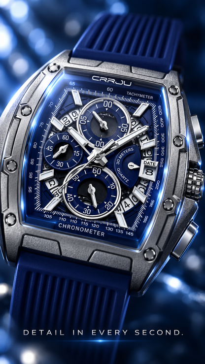 Luxury Men’s Sports Watch | Blue Silicone Strap