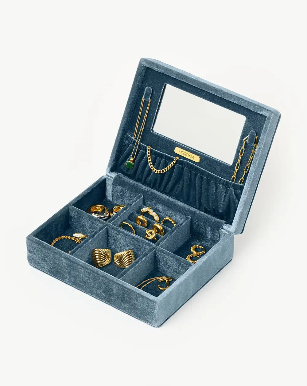 Velvet Jewellery Box | Blue Steel
